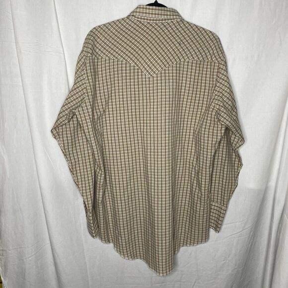Vintage DALES Shirt Plaid Pearl Snap Long Sleeve Western Cowboy Mens L Brown USA - Picture 3 of 9